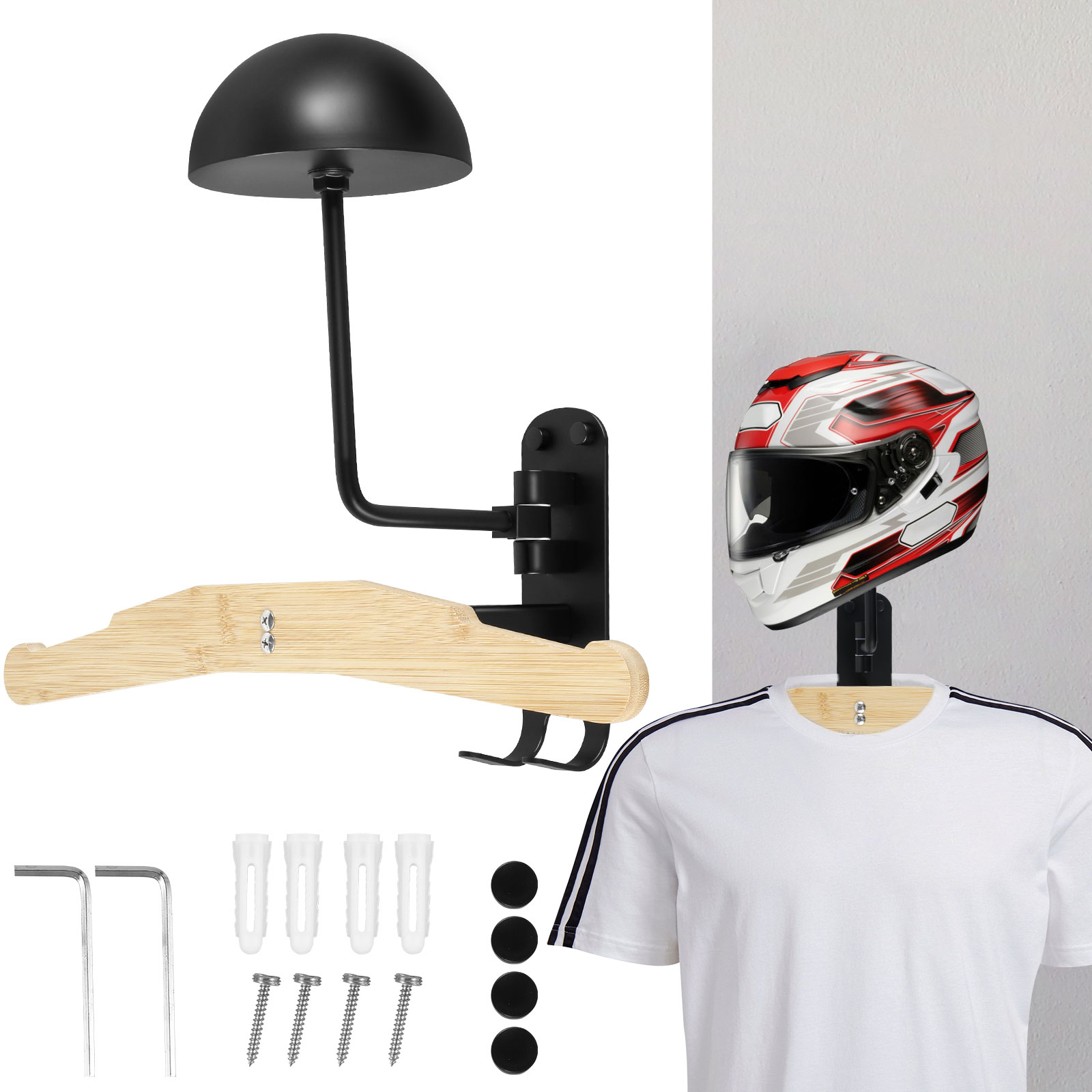 Cycling Gear Organizer Wall - 오토바이 헬멧 랙 180 ° 회전