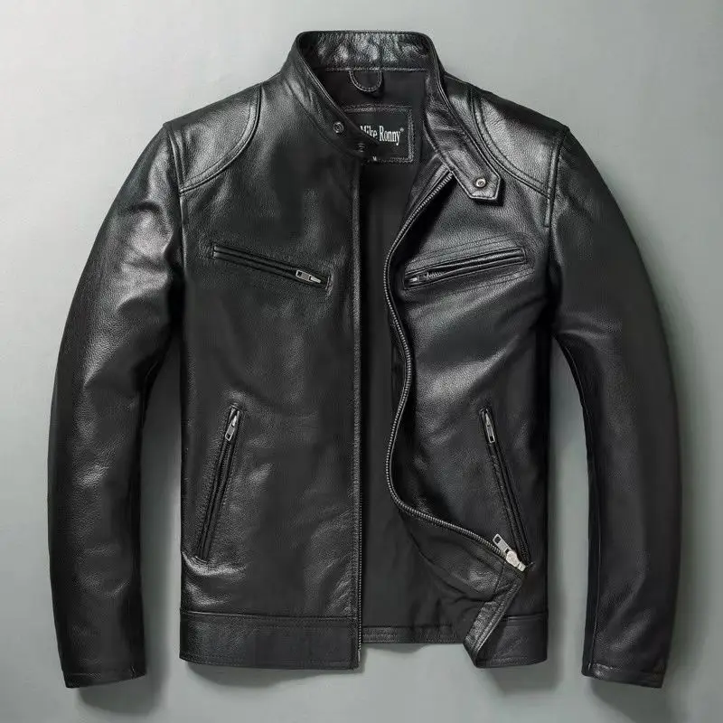 Cycling Gear Winter - 남성용 진짜 가죽 재킷, 100% 소가죽