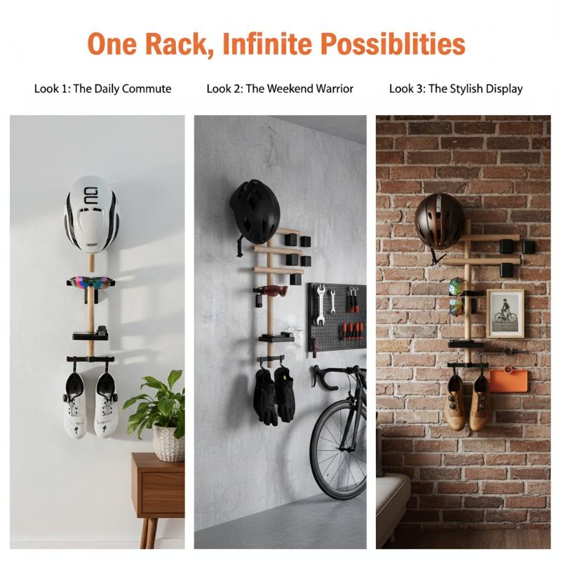 자전거 기어 랙 1세트 벽걸이형 너도밤나무 홀더, 헬멧 - Cycling Gear Organizer Wall 리뷰 및 가격