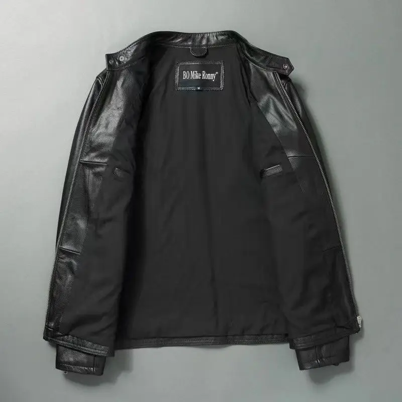남성용 진짜 가죽 재킷, 100% 소가죽 슬림핏 스탠드 - Cycling Gear Winter 리뷰 및 가격