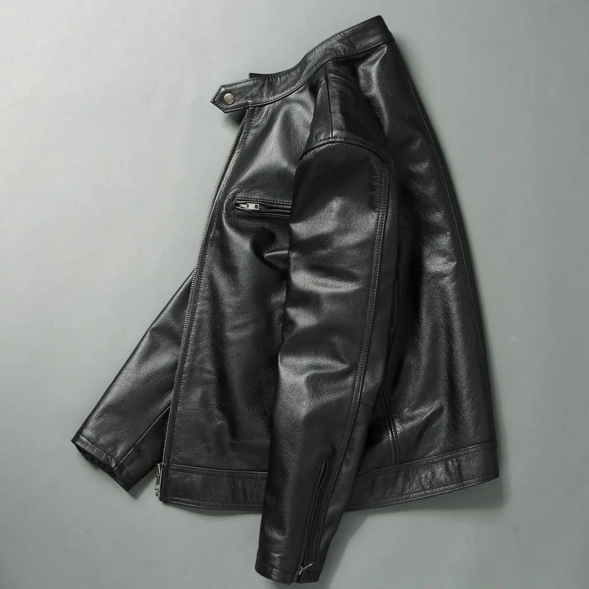 남성용 진짜 가죽 재킷, 100% 소가죽 슬림핏 스탠드 - Cycling Gear Winter 리뷰 및 가격
